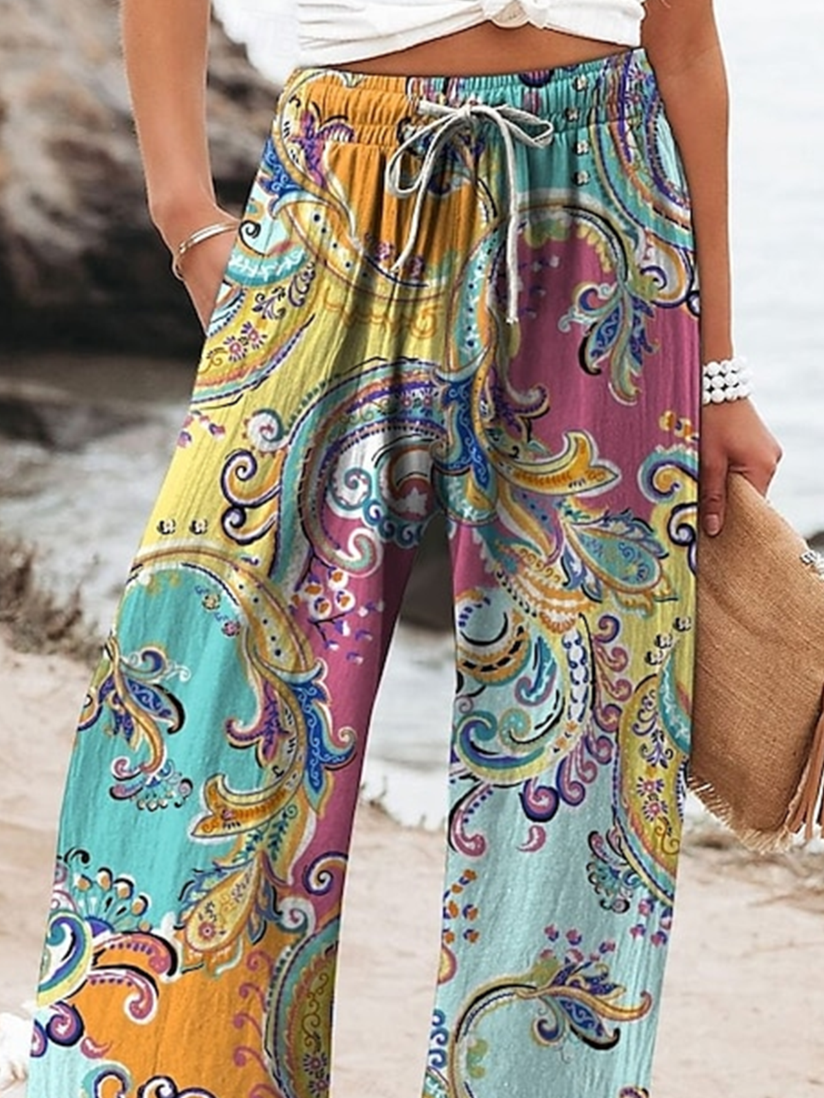 Pantalons Décontracté Printemps / Automne Abstrait Graphique Quotidien Ample Long Droit Régulier Pantalon baggy pour Femmes