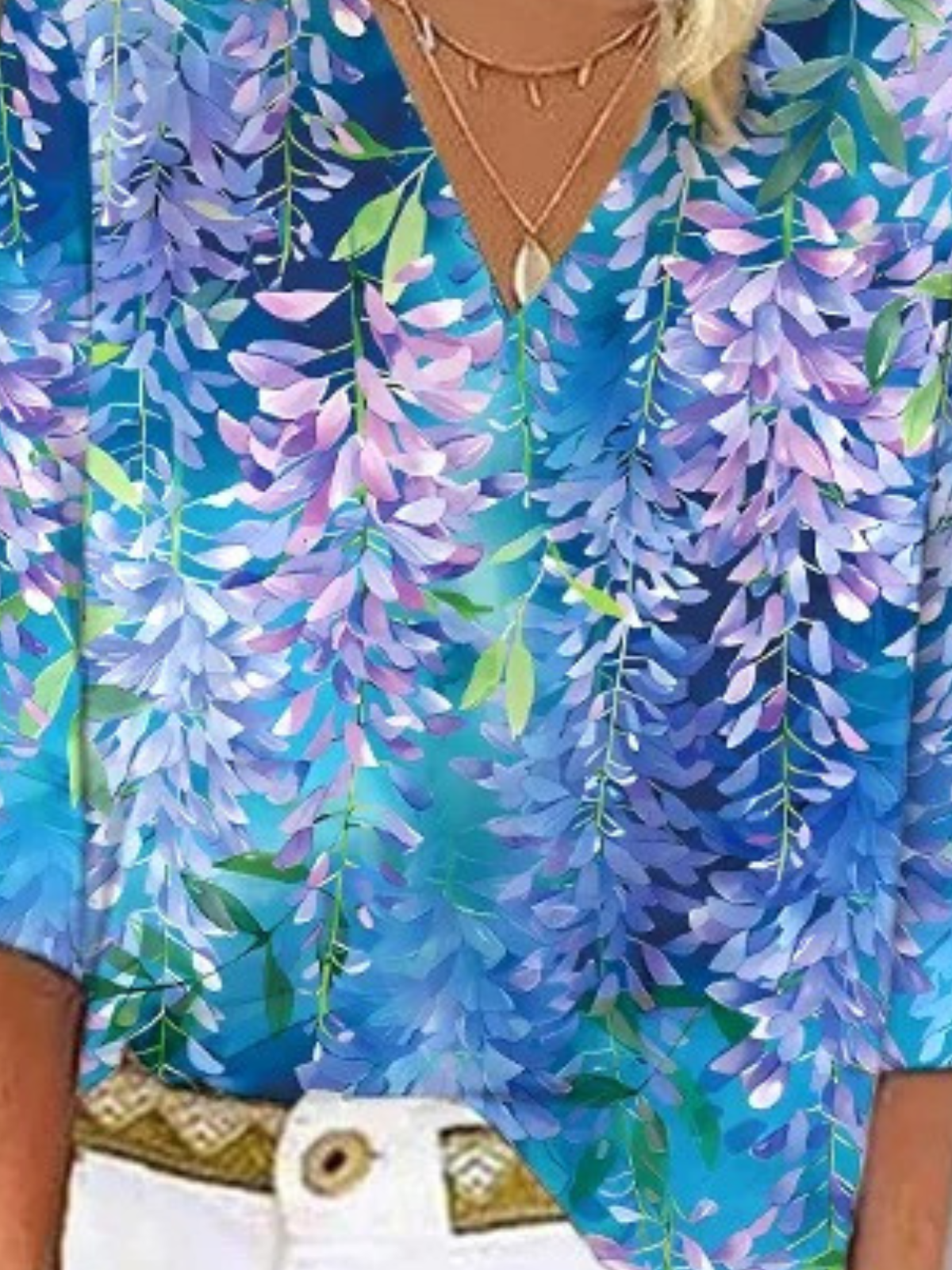 Blouses Boho Floral Été Polyester Aucune élasticité Vacances Demi Manche Régulier Régulier pour Femmes