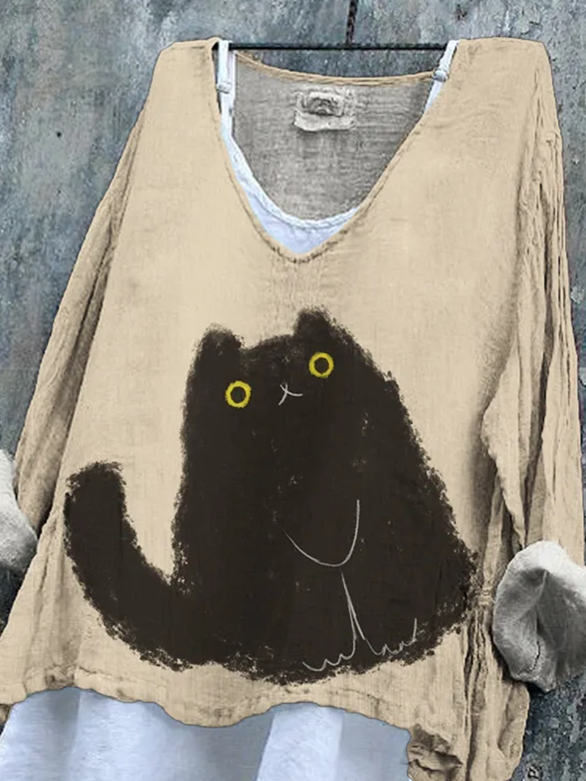 T-shirts Rétro Imprimé d'Animal Printemps / Automne Coton Micro-élasticité Ample Régulier Trapèze Régulier pour Femmes