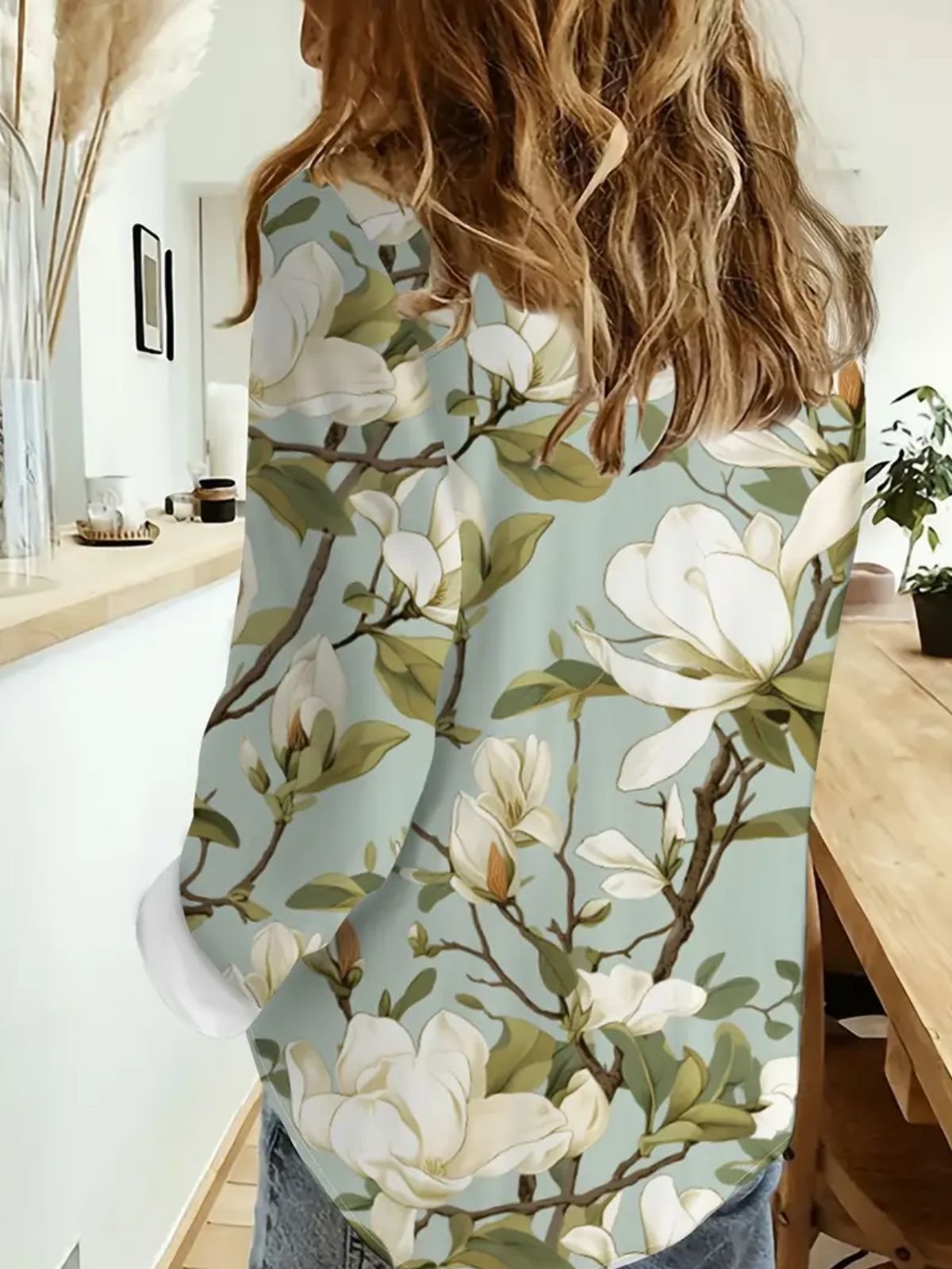 Chemises Décontracté Floral Printemps / Automne Polyester Quotidien Manches Longues Trapèze Régulier Col de Chemise pour Femmes
