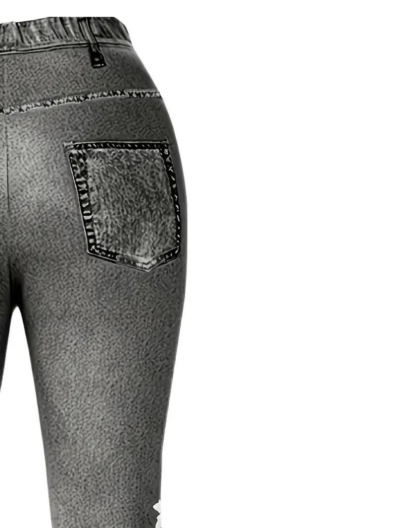 Pantalons Femmes Décontracté Été impression en 3D Naturel Taille Élastique Corsaire Legging Droit T.-N.-L.