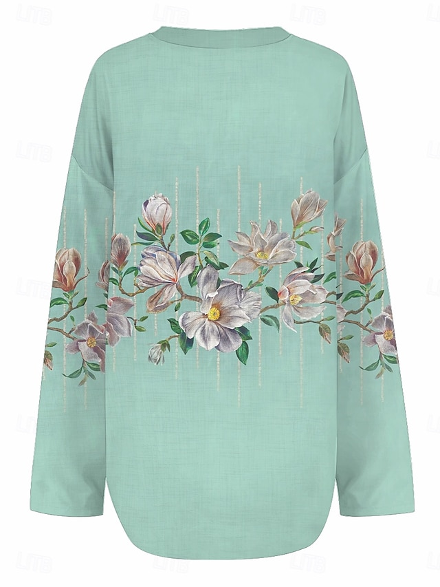 Blouses Élégant Floral Été Ample Demi Manche Col Châle Régulier Droit Régulier pour Femmes
