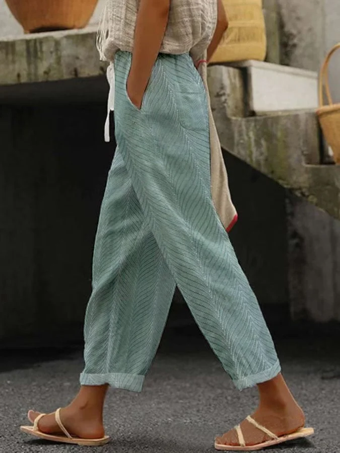 Pantalons Décontracté Printemps / Automne Chevrons Polyester Naturel Ample Long Droit Pantalon baggy pour Femmes