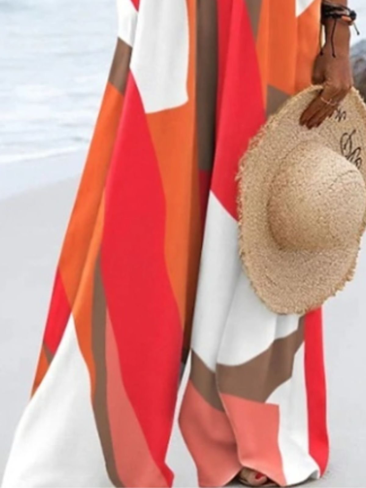 Combinaisons Vacances Été Multicolore Bloc Naturel Coupe Régulière Coton Et Lin Long Top Débardeur Régulier pour Femmes