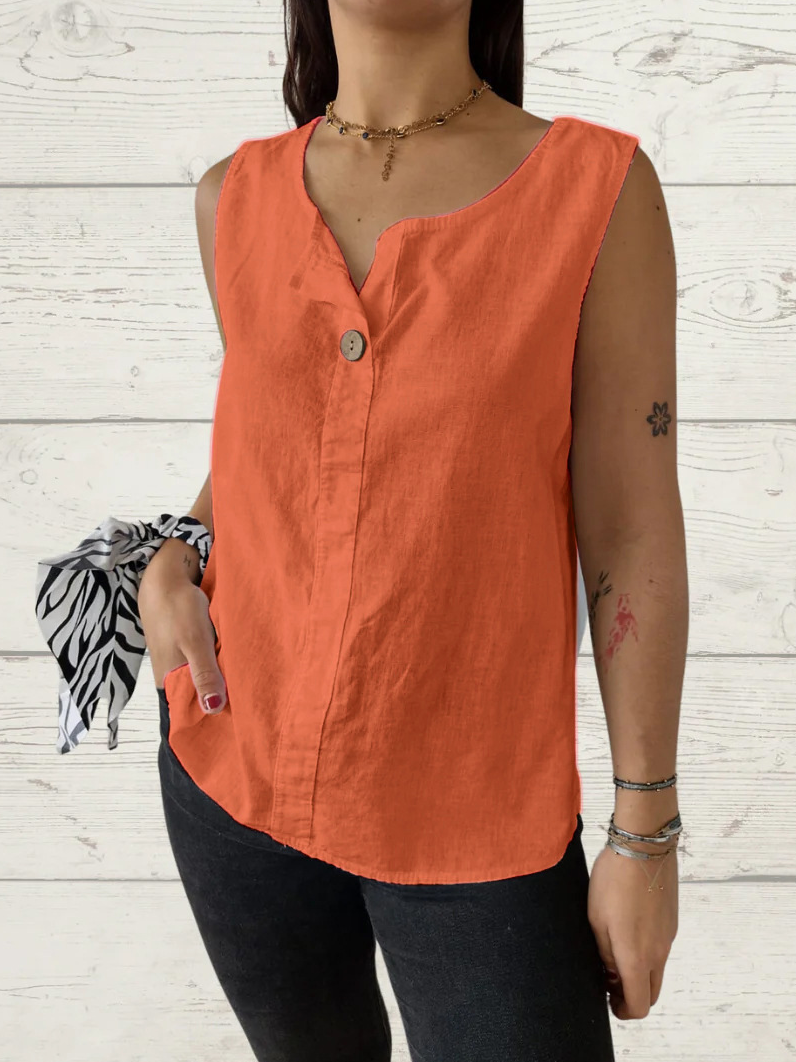 Chemises en Lin Plain Été Polyester Quotidien Sans Manches Régulier Trapèze Régulier pour Femmes