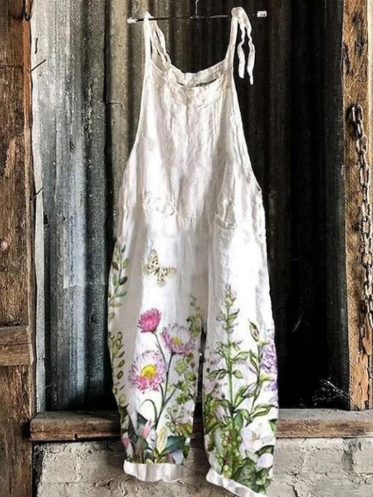 Combinaisons Décontracté Floral Été Coton Micro-élasticité Quotidien Long Trapèze Régulier pour Femmes