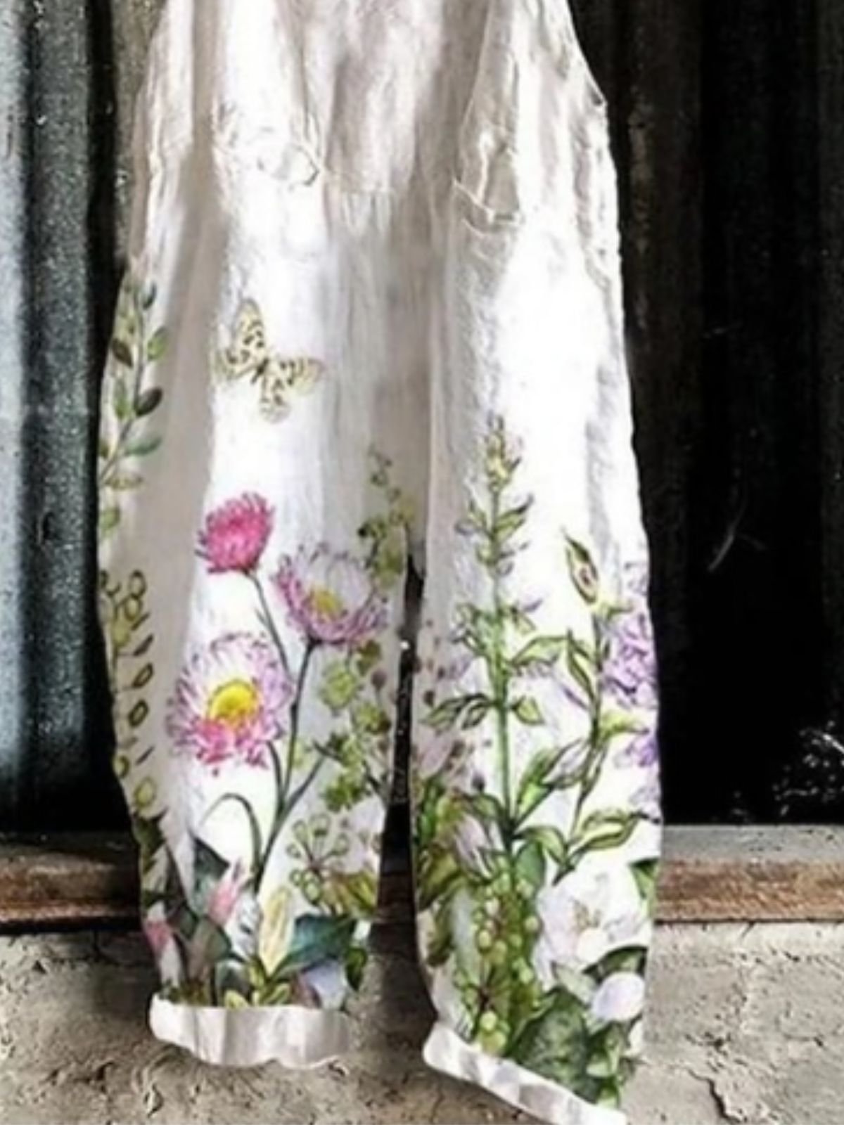 Combinaisons Décontracté Floral Été Coton Micro-élasticité Quotidien Long Trapèze Régulier pour Femmes