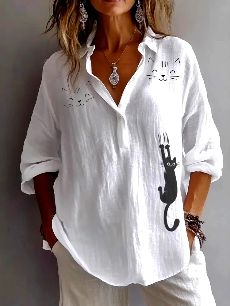 Chemises Femmes Décontracté Plain Printemps / Automne Quotidien Coupe Régulière Manches Longues Régulier Trapèze Col de Chemise