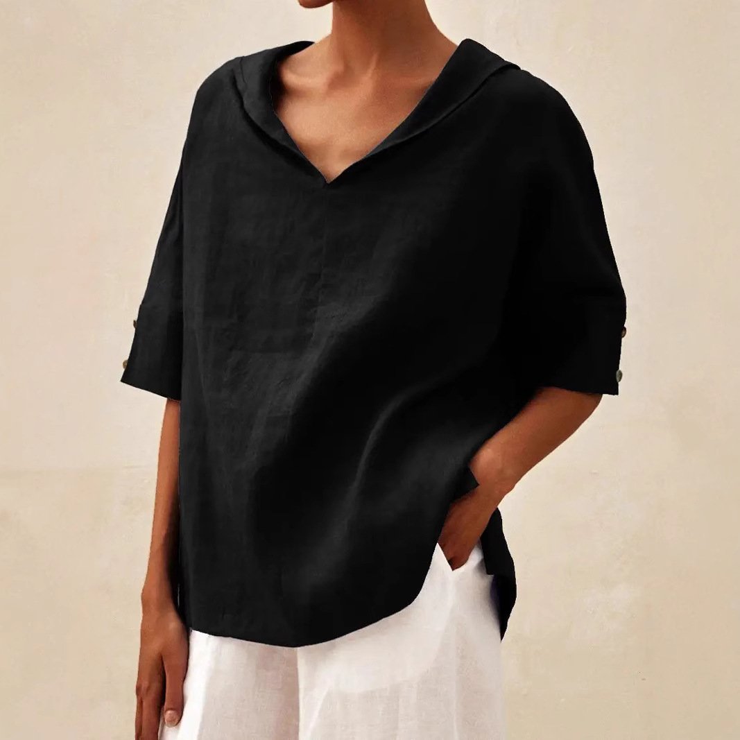 Blouses Femmes Rue Plain Été Polyester Col V Ample Régulier Droit Régulier