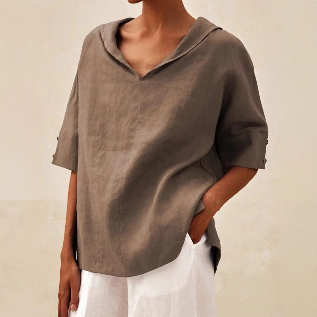 Blouses Femmes Rue Plain Été Polyester Col V Ample Régulier Droit Régulier