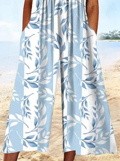 Combinaisons Décontracté Floral Été Col V Naturel Micro-élasticité Quotidien Coupe Régulière Régulier pour Femmes