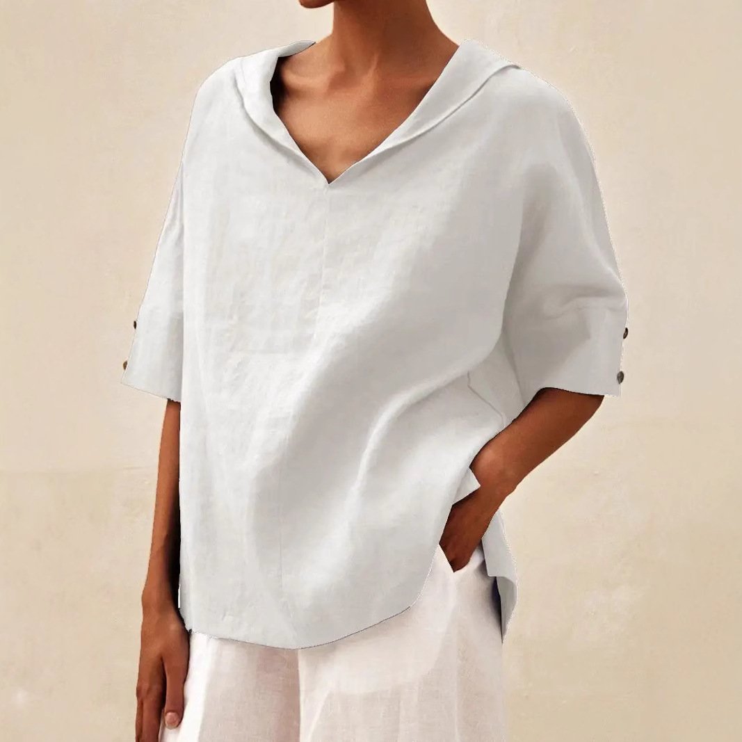 Blouses Femmes Rue Plain Été Polyester Col V Ample Régulier Droit Régulier
