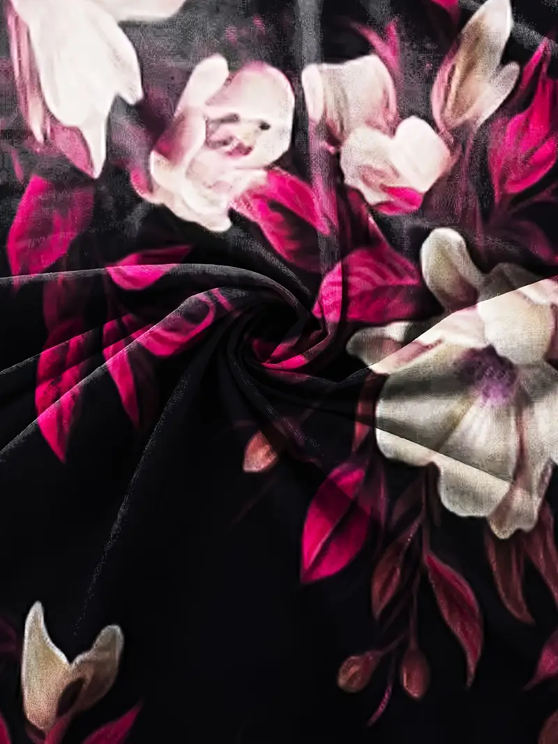 Femmes Floral Rouge Col V Confortable Robe Mi-Longue Décontracté