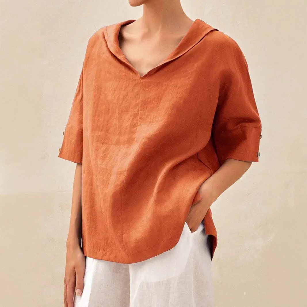 Blouses Femmes Rue Plain Été Polyester Col V Ample Régulier Droit Régulier