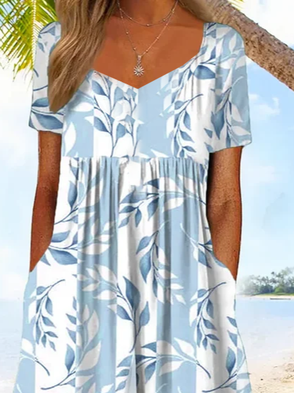 Combinaisons Décontracté Floral Été Col V Naturel Micro-élasticité Quotidien Coupe Régulière Régulier pour Femmes