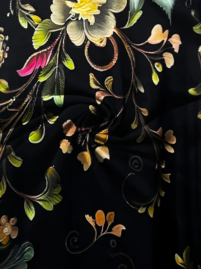 Femmes Floral Comme Image Col V Confortable Robe Mi-Longue Décontracté