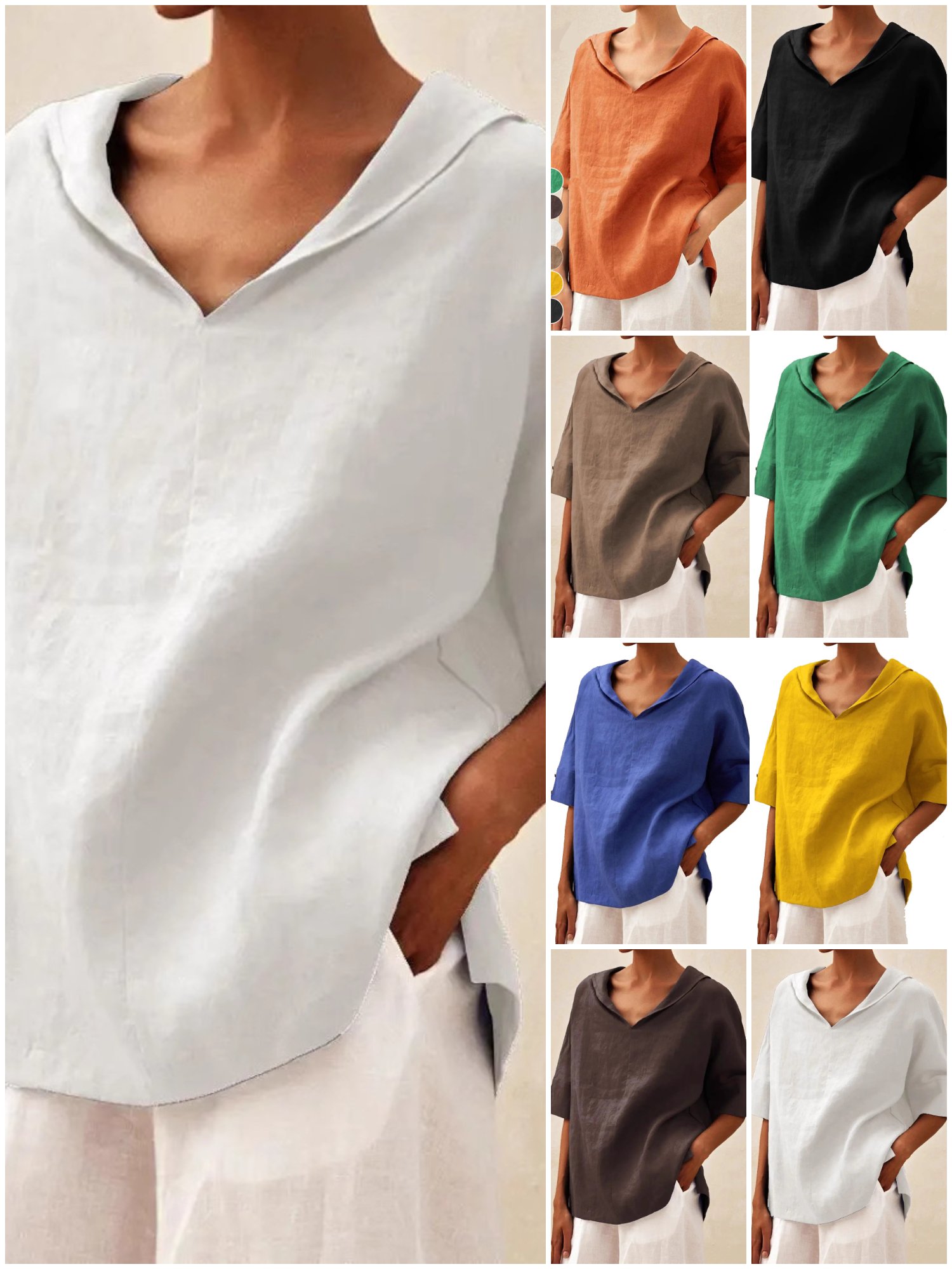 Blouses Femmes Rue Plain Été Polyester Col V Ample Régulier Droit Régulier