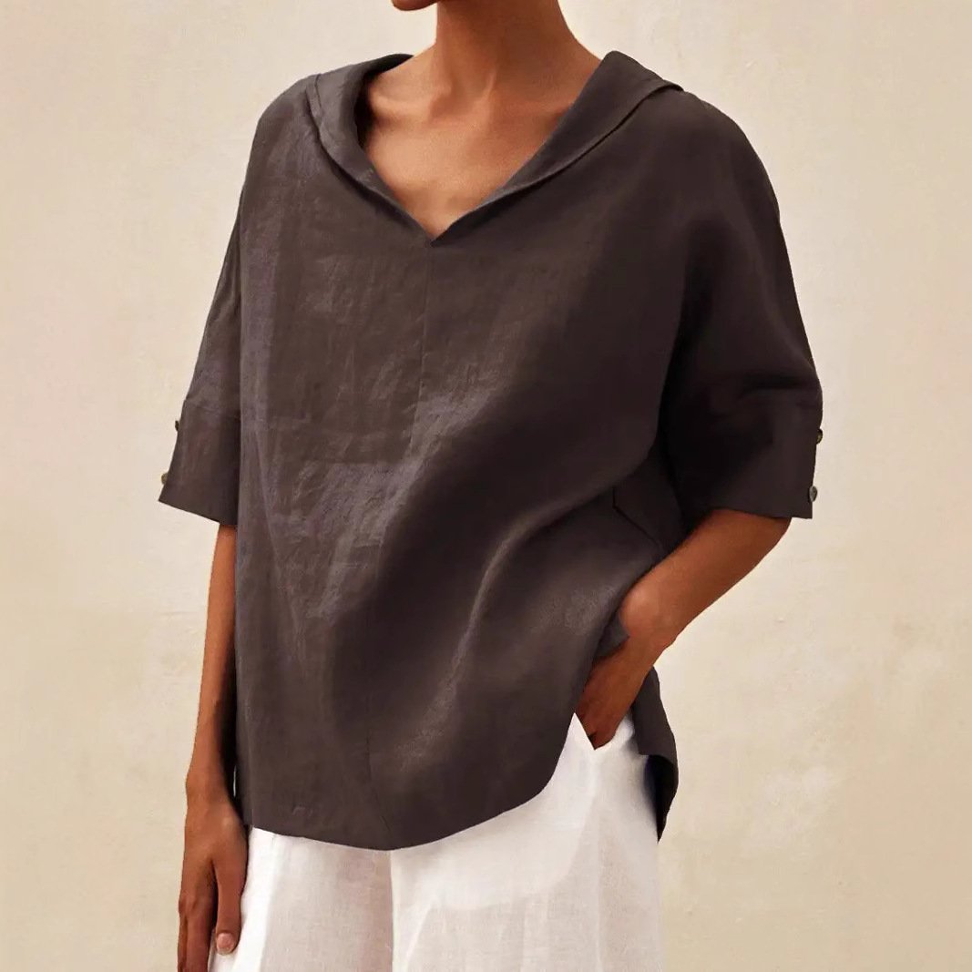 Blouses Femmes Rue Plain Été Polyester Col V Ample Régulier Droit Régulier