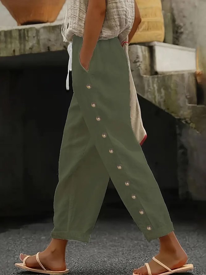 Pantalons Décontracté Plain Printemps / Automne Naturel Aucune élasticité Quotidien Ample Droit Pantalon baggy pour Femmes
