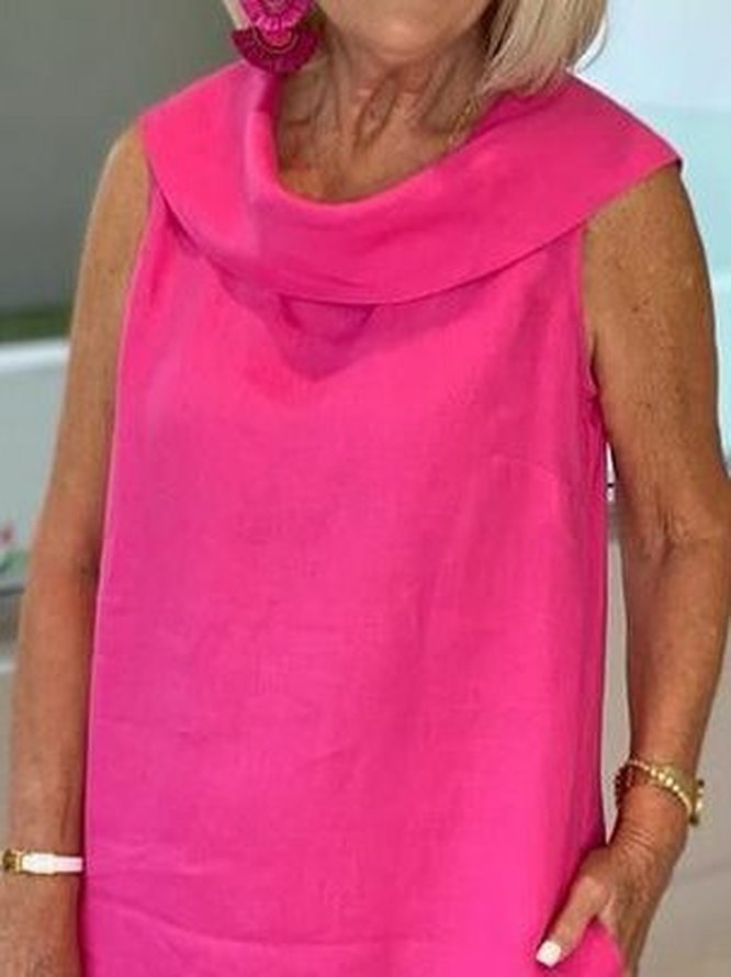 Femmes Plain Bleu Ciel Col Châle Confortable Robe Maxi Décontracté
