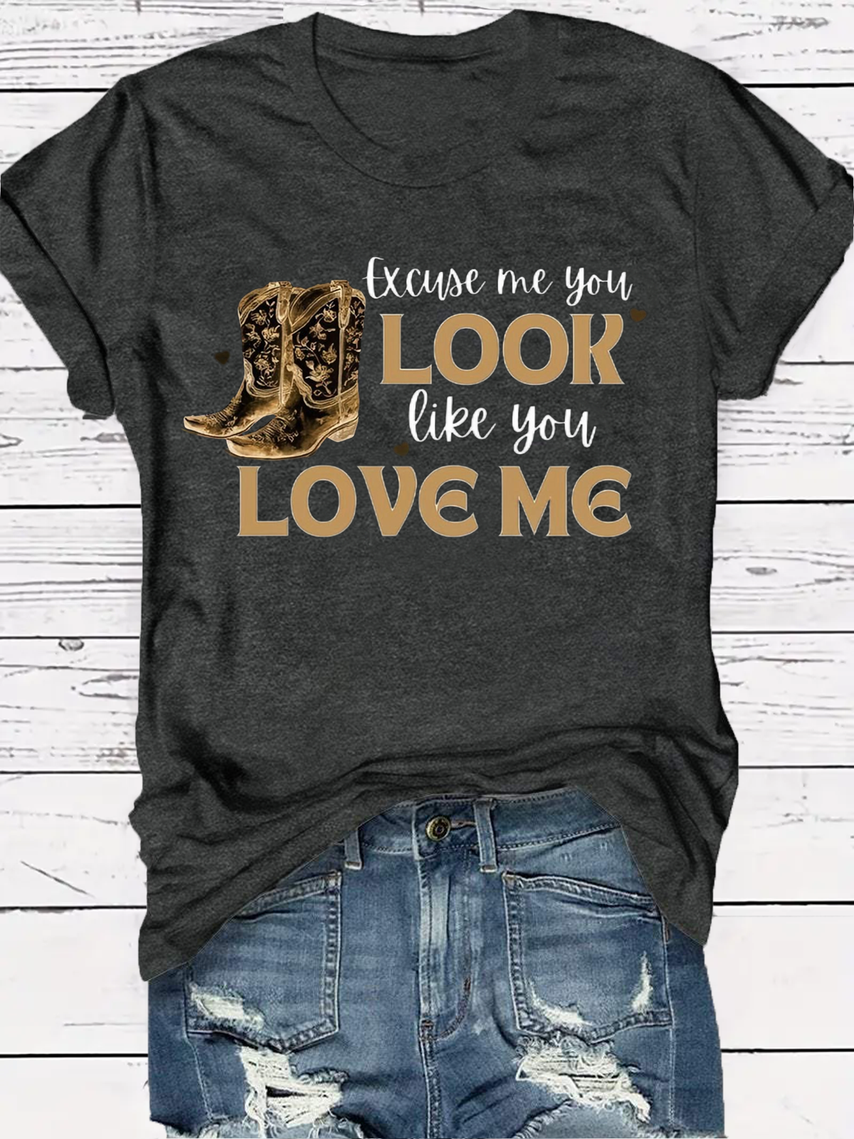 T-shirts de Style Occidental Été Imprimé de Lettre Motif Vacances Coupe Régulière Col Rond Régulier Droit Régulier pour Femmes