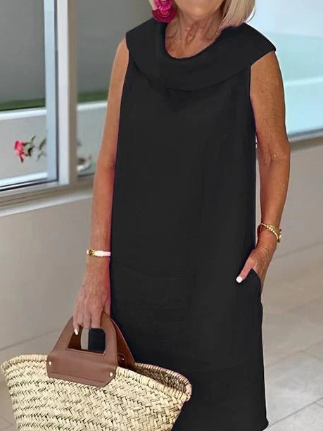 Femmes Plain Bleu Ciel Col Châle Confortable Robe Maxi Décontracté