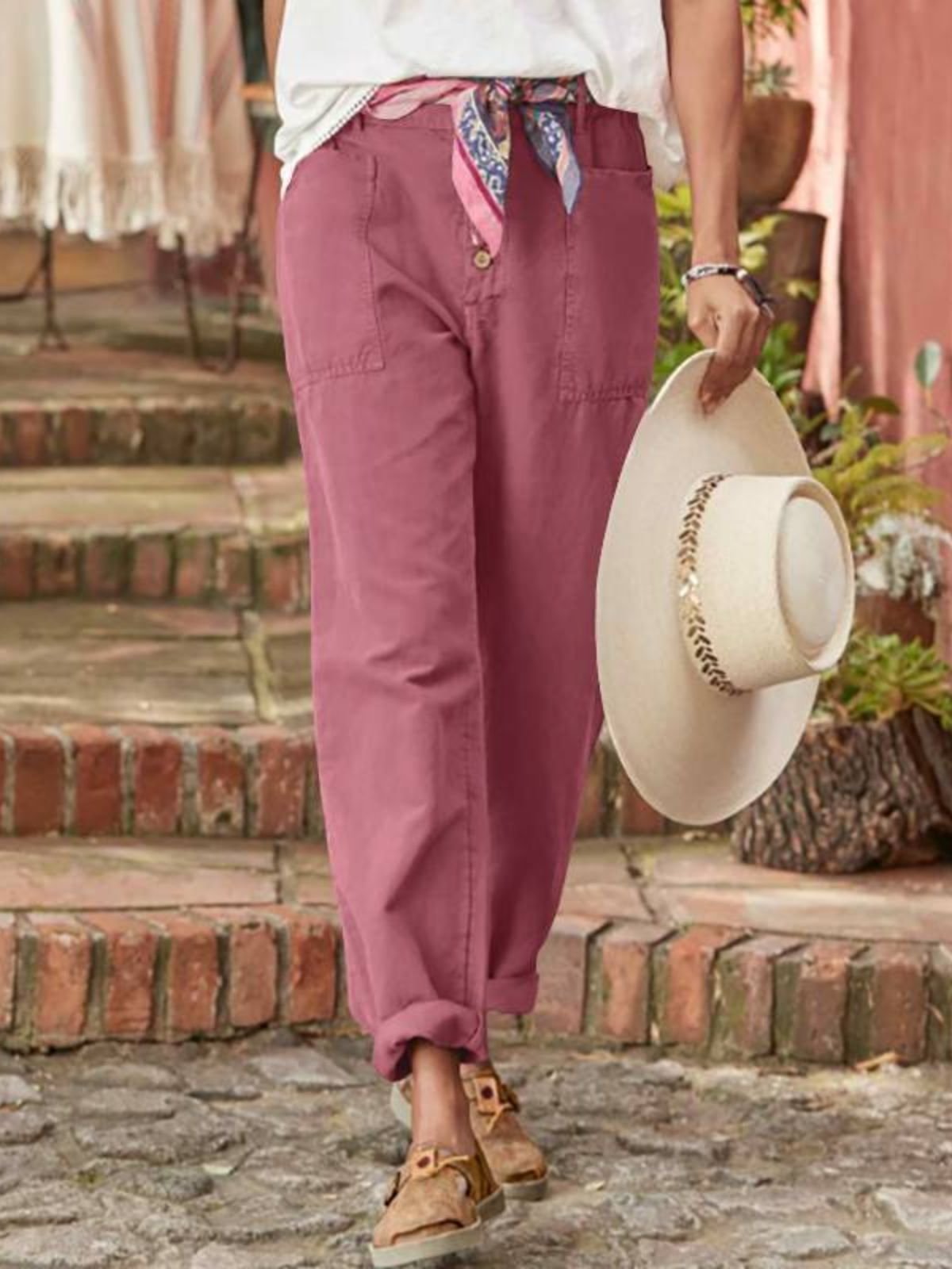 Pantalons Décontracté Plain Printemps / Automne Naturel Micro-élasticité Faire la navette Coupe Régulière Pantalon droit Régulier pour Femmes