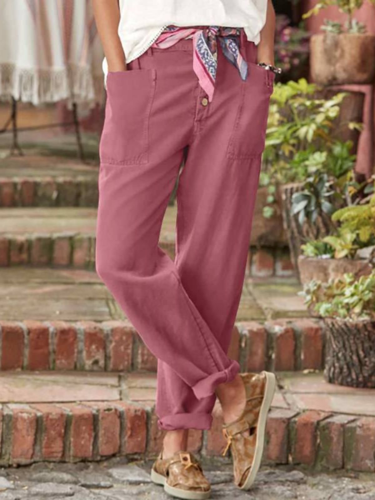 Pantalons Décontracté Plain Printemps / Automne Naturel Micro-élasticité Faire la navette Coupe Régulière Pantalon droit Régulier pour Femmes