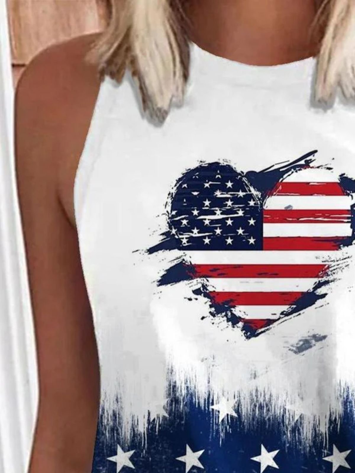 Chemises Femmes Décontracté Été Drapeau des États-Unis Polyester Sportif & De Plein Air Coupe Régulière Régulier Trapèze Régulier