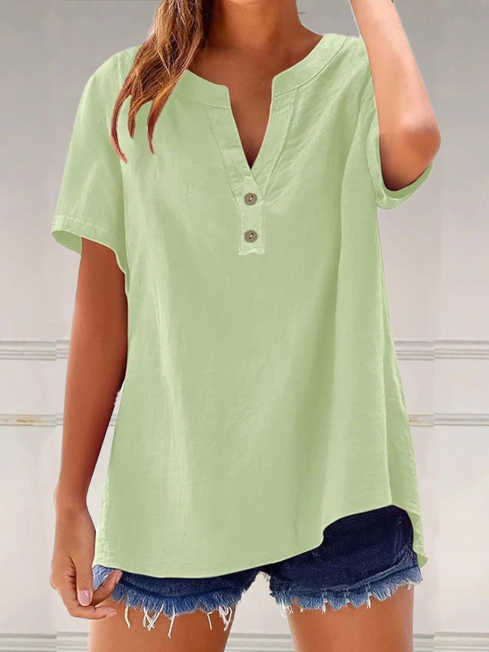 Chemises Femmes Simple Plain Printemps / Automne Polyester Col V Vacances Régulier Droit Régulier