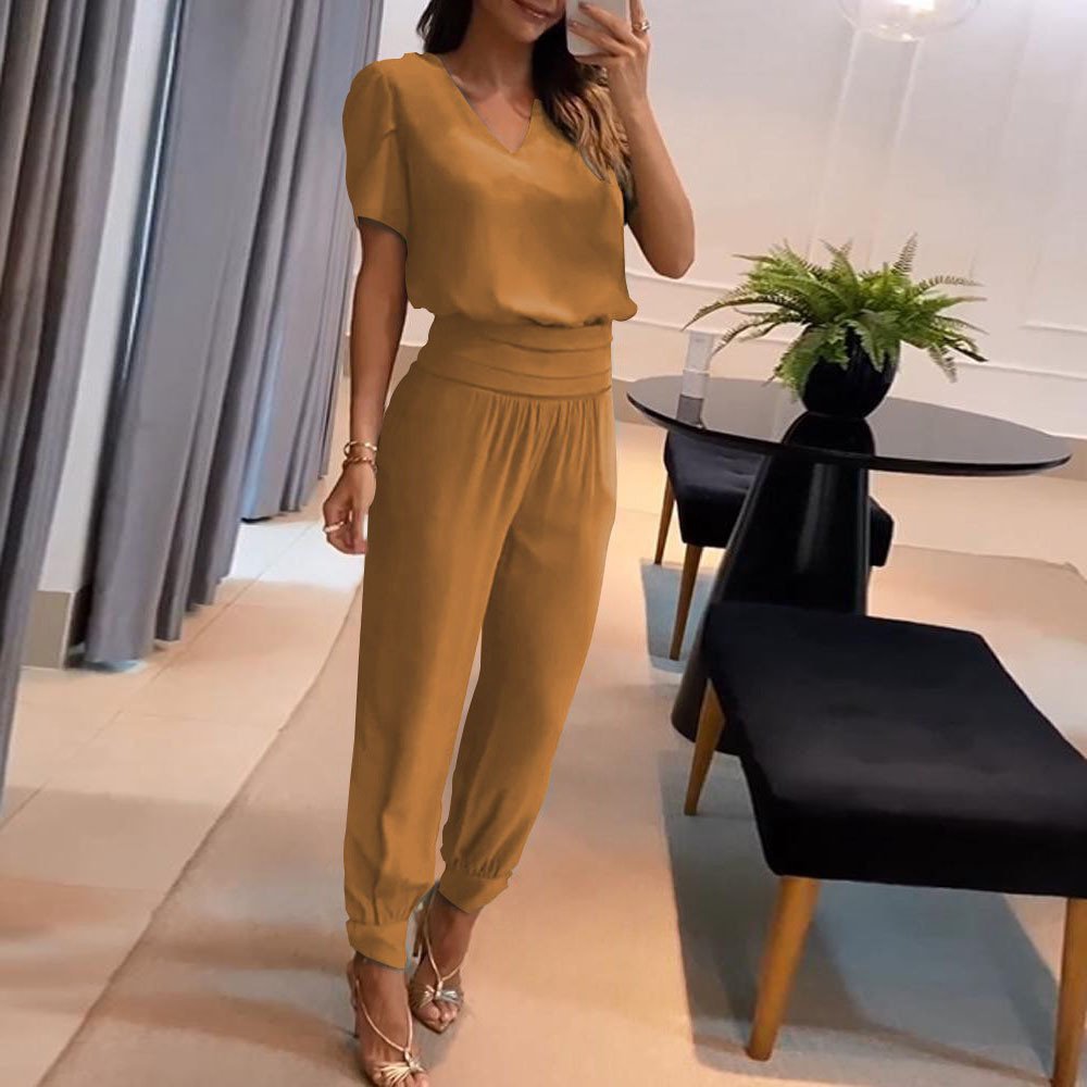 Deux Pièces Ensembles Femmes Géométrique Habillé Été Polyester Rendez-Vous Coupe Régulière Col Rond Top Avec Pantalons Droit