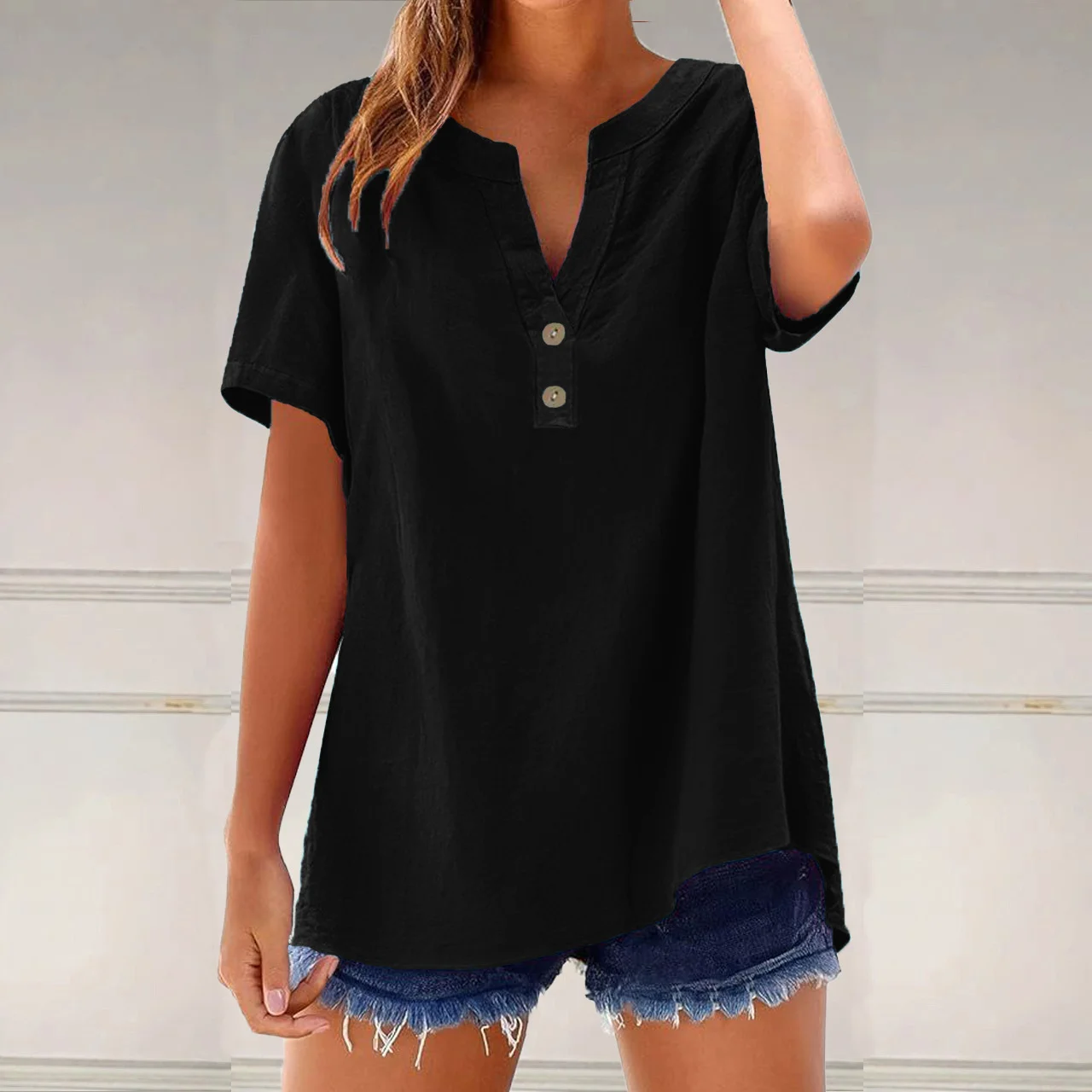 Chemises Femmes Simple Plain Printemps / Automne Polyester Col V Vacances Régulier Droit Régulier