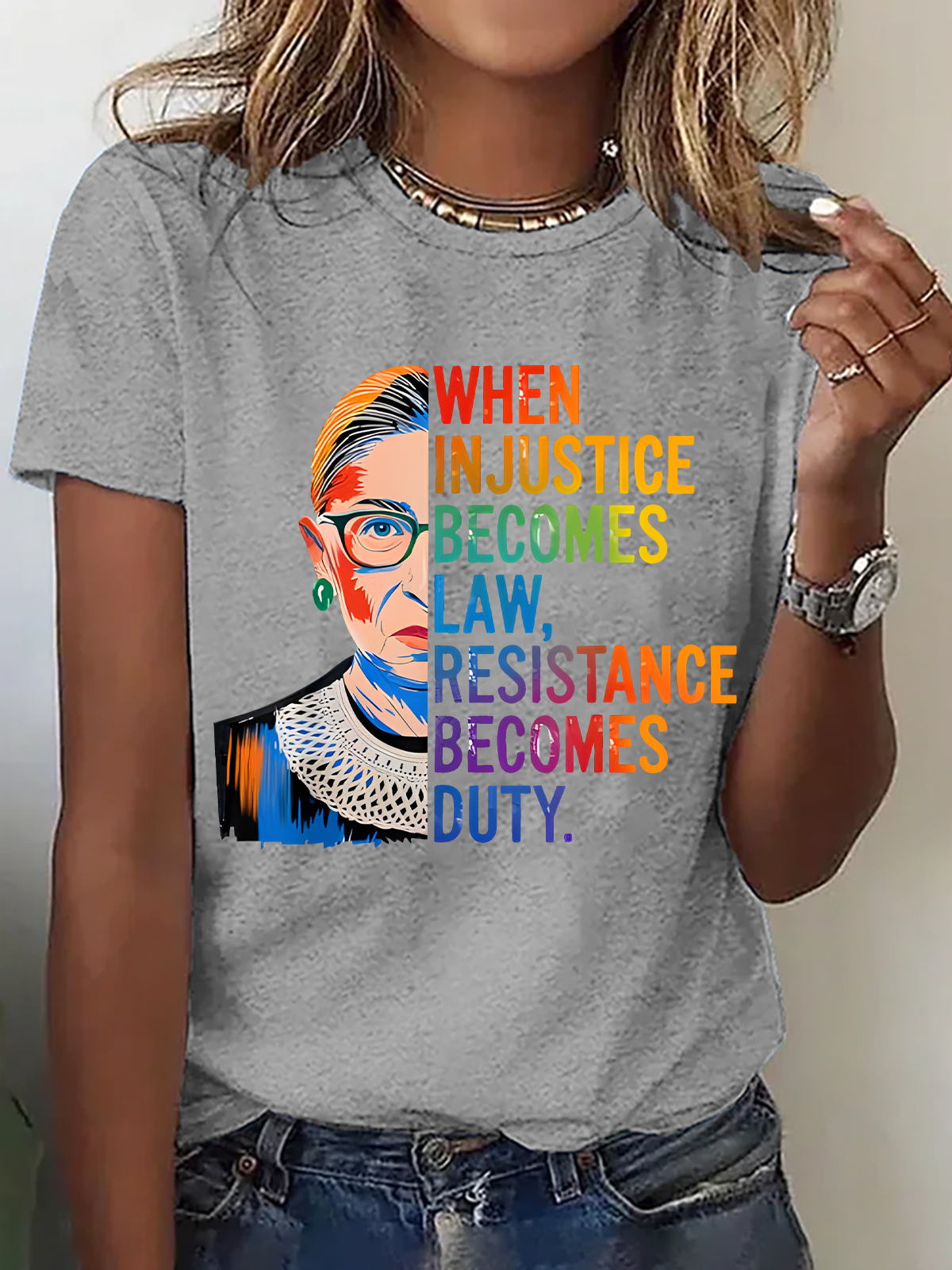 T-shirts Décontracté Été Lettres de texte Coton Micro-élasticité Ample Col Rond Régulier Régulier pour Femmes