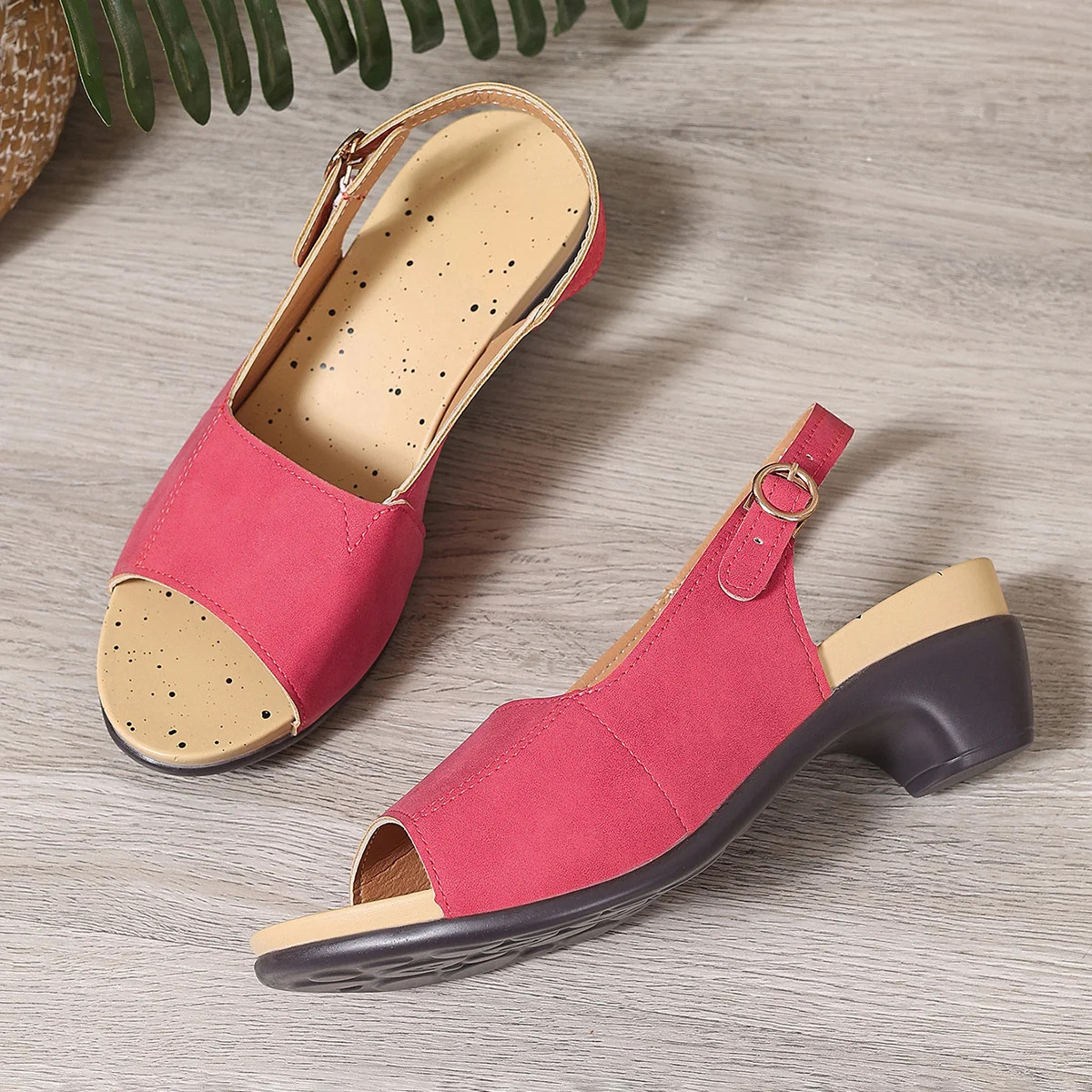 Mocassins Vacances Plain Toutes Les Saisons Faire la navette Talon de Bloc Bout Rond PU Après le laçage PU pour Femmes