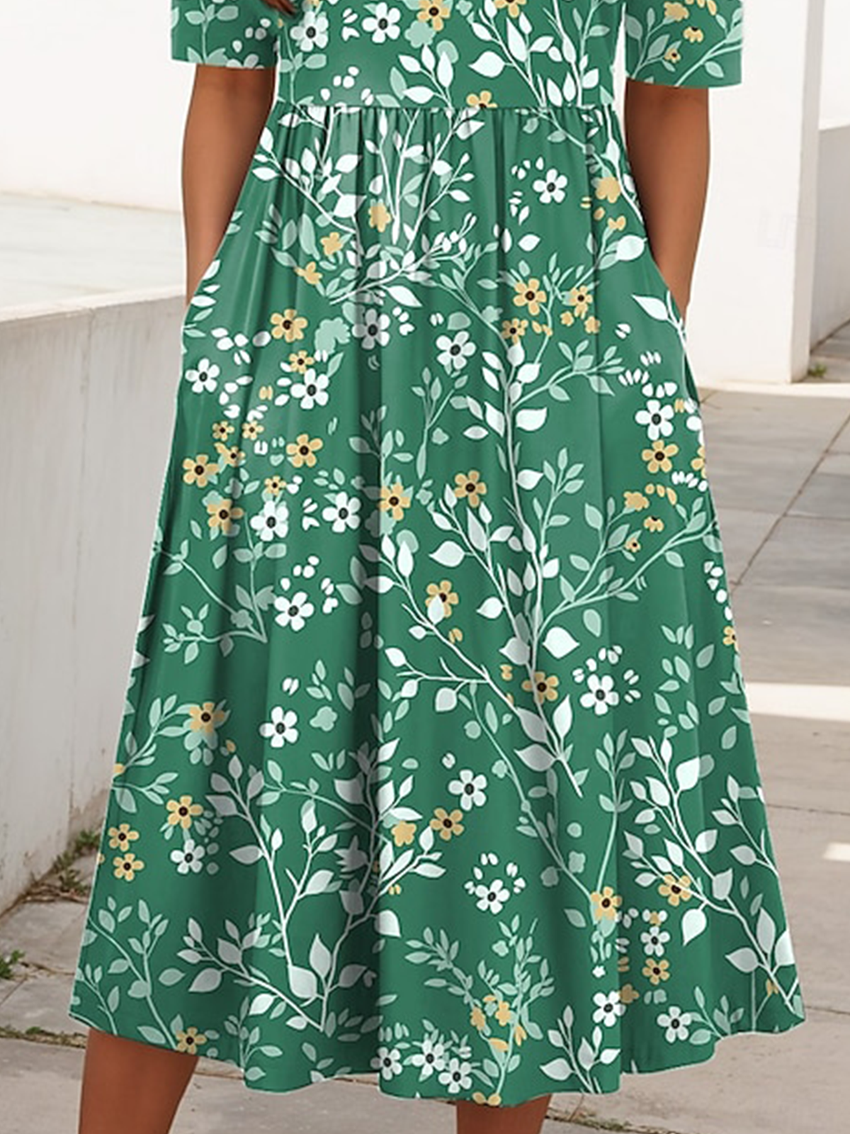 Femmes Floral Comme Image Col Rond Confortable Robe Maxi Décontracté