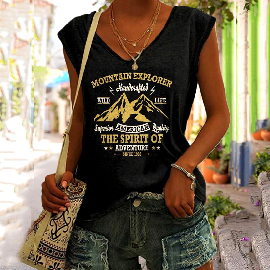 Top Débardeur Tops Femmes Décontracté Été Lettres de texte Polyester Col V Micro-élasticité Coupe Régulière Régulier Régulier