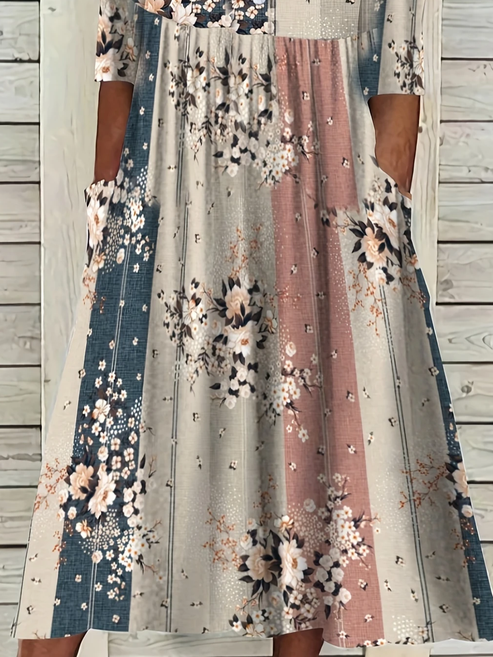 Femmes Floral Comme Image Col V Confortable Imprimé Robe Maxi Décontracté