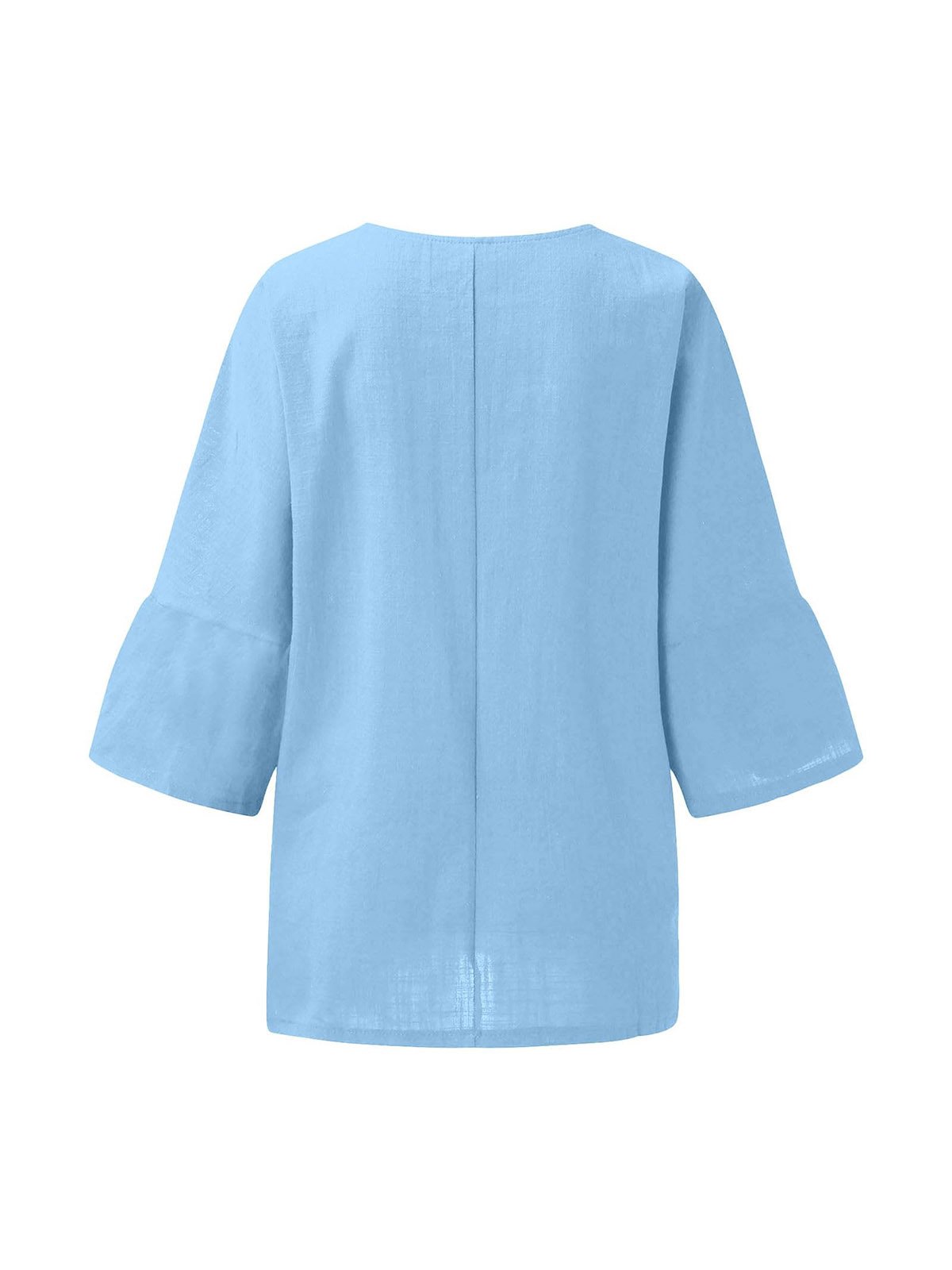 Blouses Femmes Décontracté Plain Printemps / Automne Léger Aucune élasticité Manches trois quarts Col Rond Régulier Droit