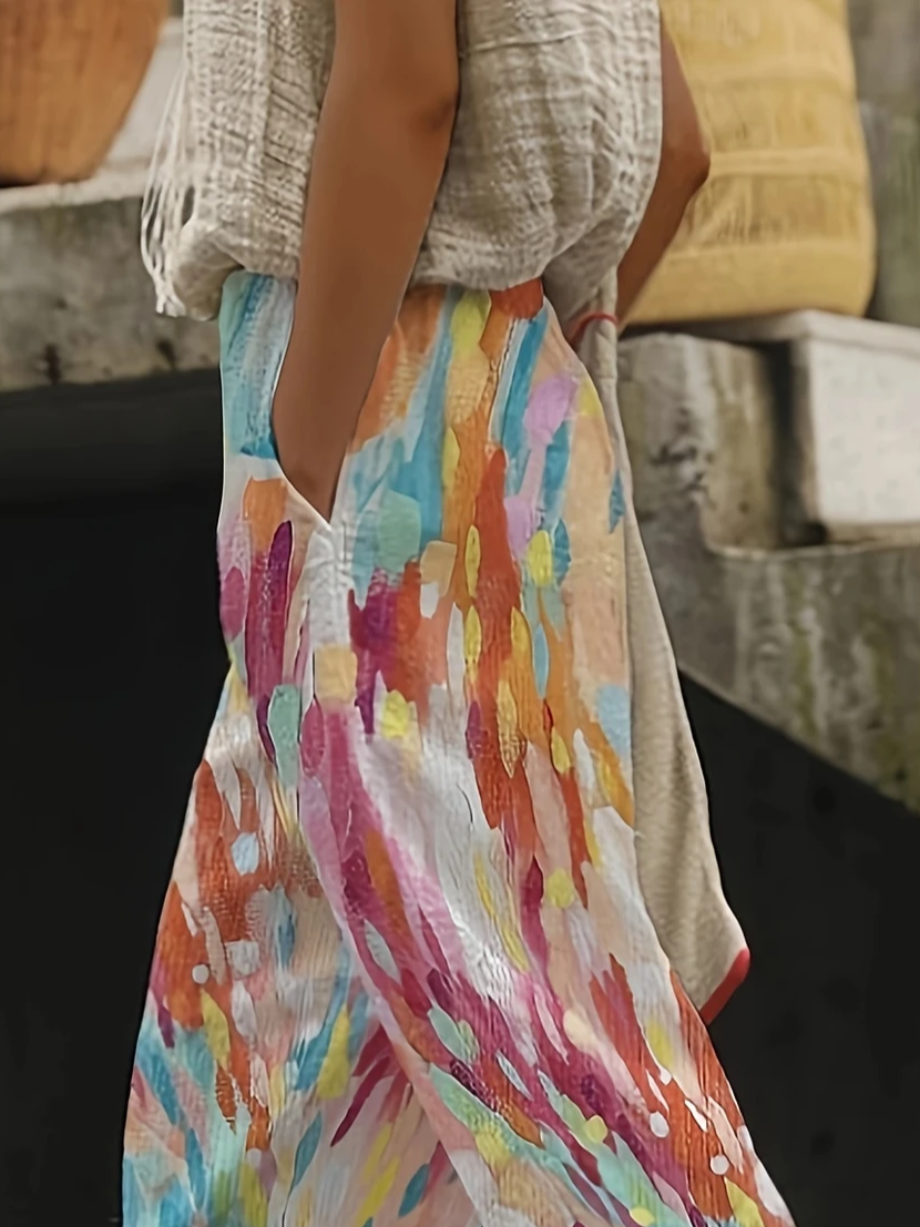 Pantalons Décontracté Abstrait Printemps / Automne Imprimé Naturel Aucune élasticité Quotidien Long Droit pour Femmes
