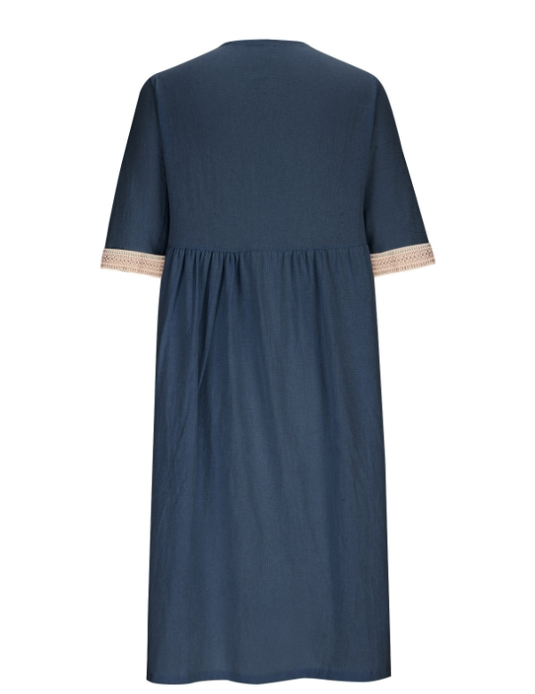 Femmes Plain Bleu Clair Col V Confortable Joint Fendu Robe Maxi Décontracté