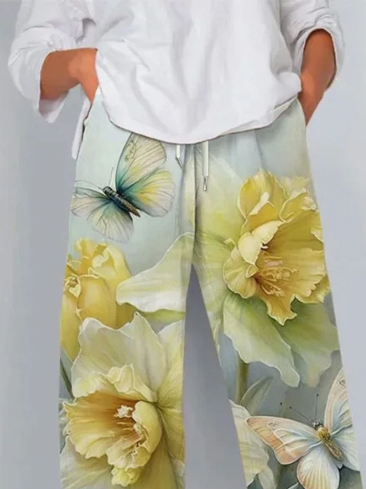 Pantalons Décontracté Floral Printemps / Automne Coton Micro-élasticité Coupe Régulière Pantalon à la cheville Pantalons Harem Trapèze pour Femmes