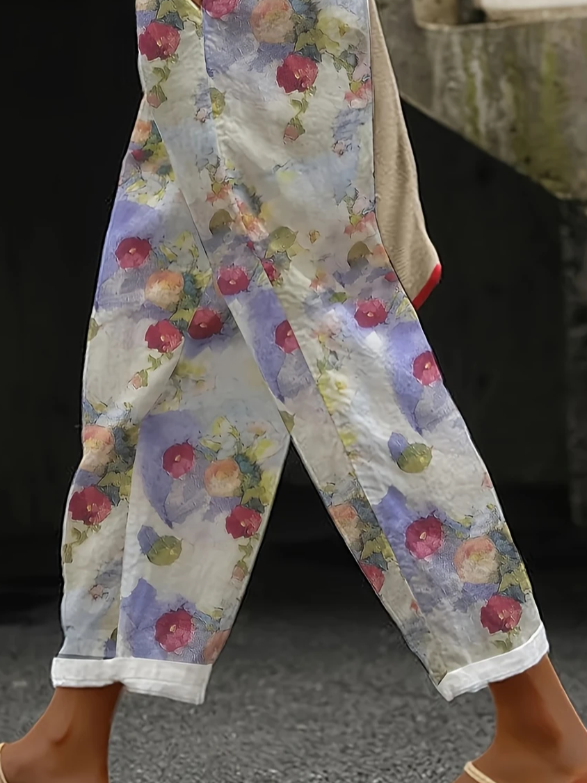 Pantalons Décontracté Floral Printemps / Automne Imprimé Aucune élasticité Ample Droit Régulier Pantalon baggy pour Femmes