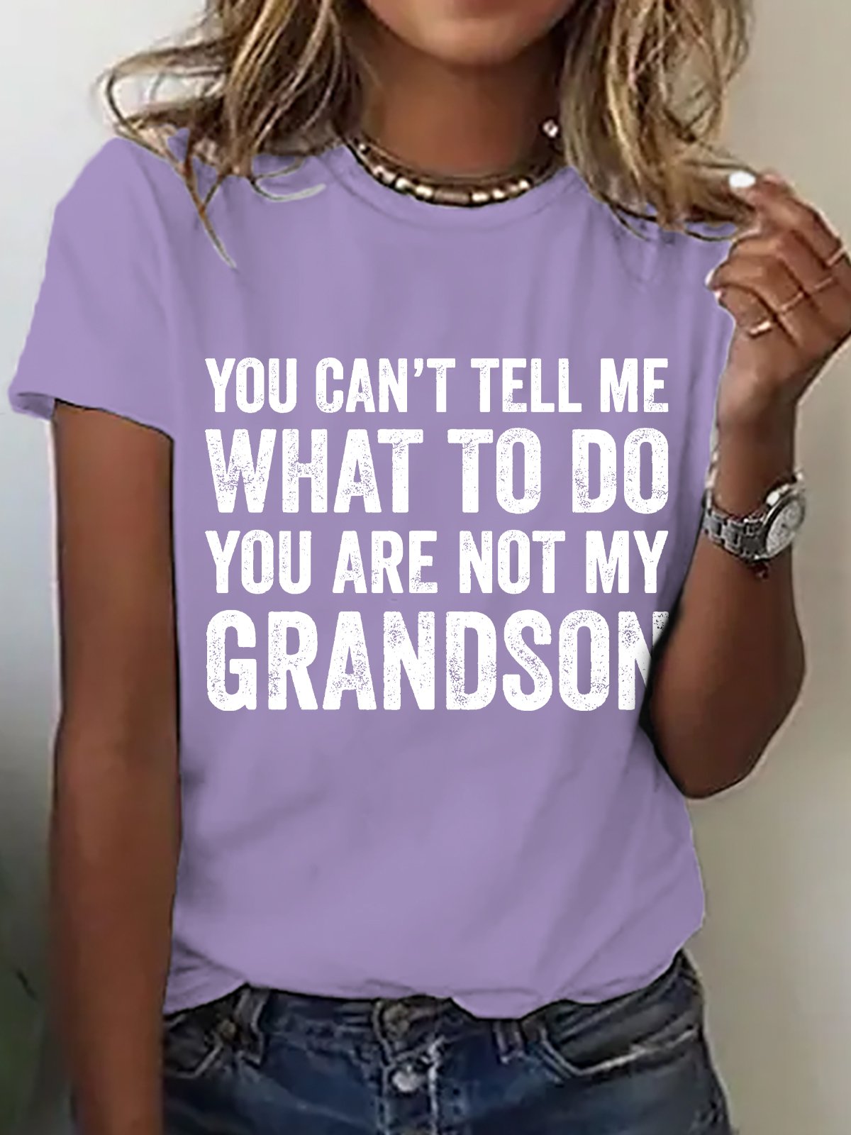 T-shirts Décontracté Été Lettres de texte Coton Micro-élasticité Ample Col Rond Régulier Droit pour Femmes