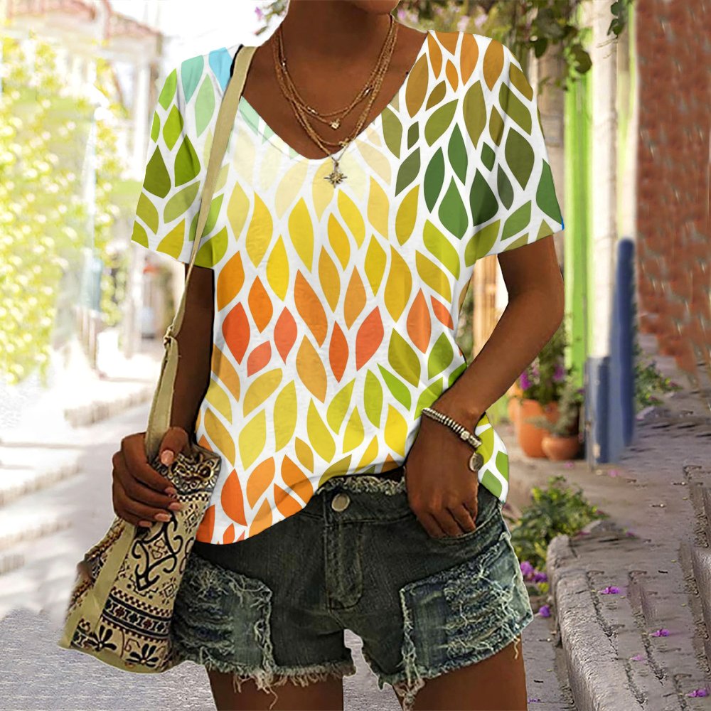 T-shirts Décontracté Floral Été Micro-élasticité Quotidien Manches Courtes Régulier Trapèze Régulier pour Femmes
