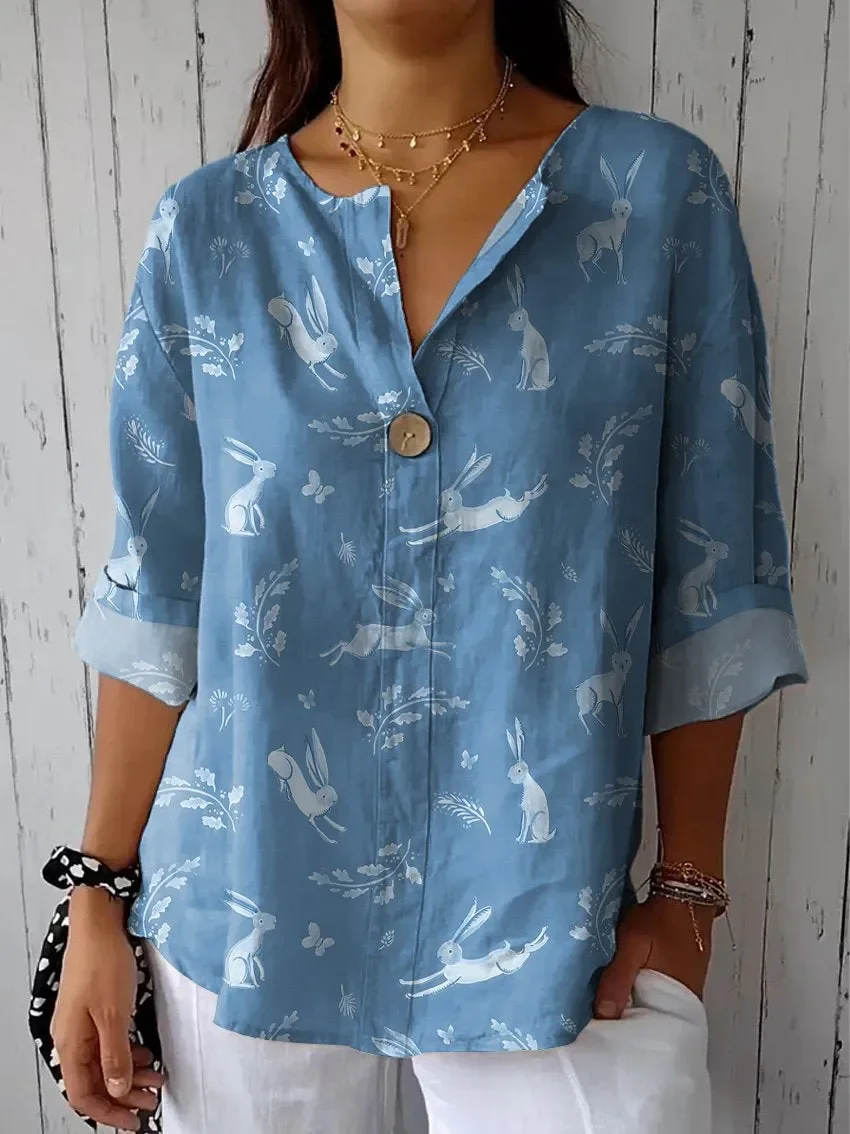 Blouses Simple Printemps / Automne PÂQUES (lapin) Polyester Aucune élasticité Ample Régulier Droit Régulier pour Femmes