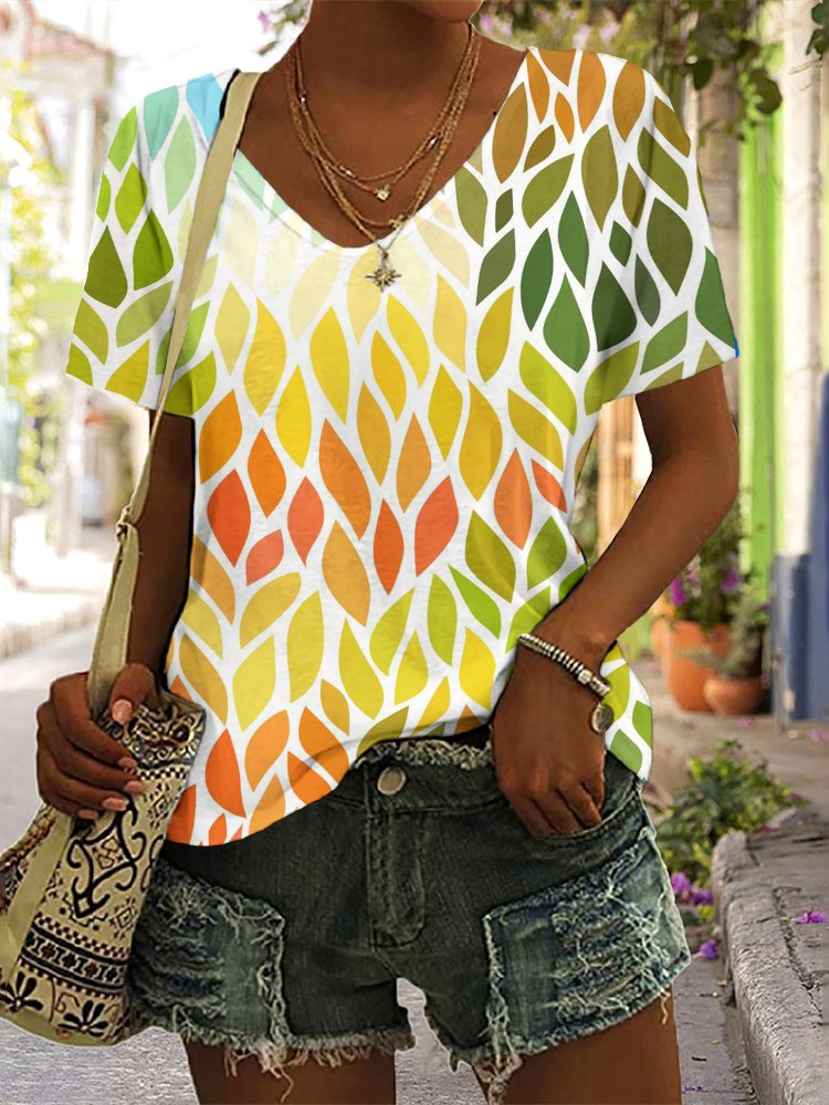 T-shirts Décontracté Floral Été Micro-élasticité Quotidien Manches Courtes Régulier Trapèze Régulier pour Femmes