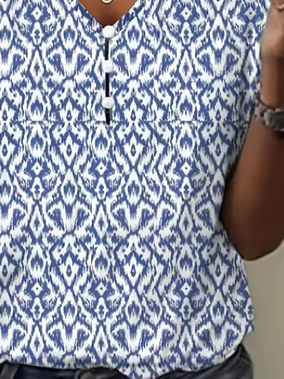 T-shirts Géométrique Décontracté Été Polyester Imprimé Ample Manches Courtes Régulier Ligne T pour Femmes