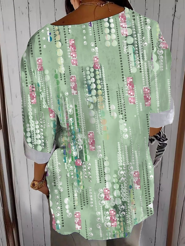 Blouses Femmes Élégant Floral Printemps / Automne Aucune élasticité Ample Manches trois quarts Col Châle Régulier Régulier