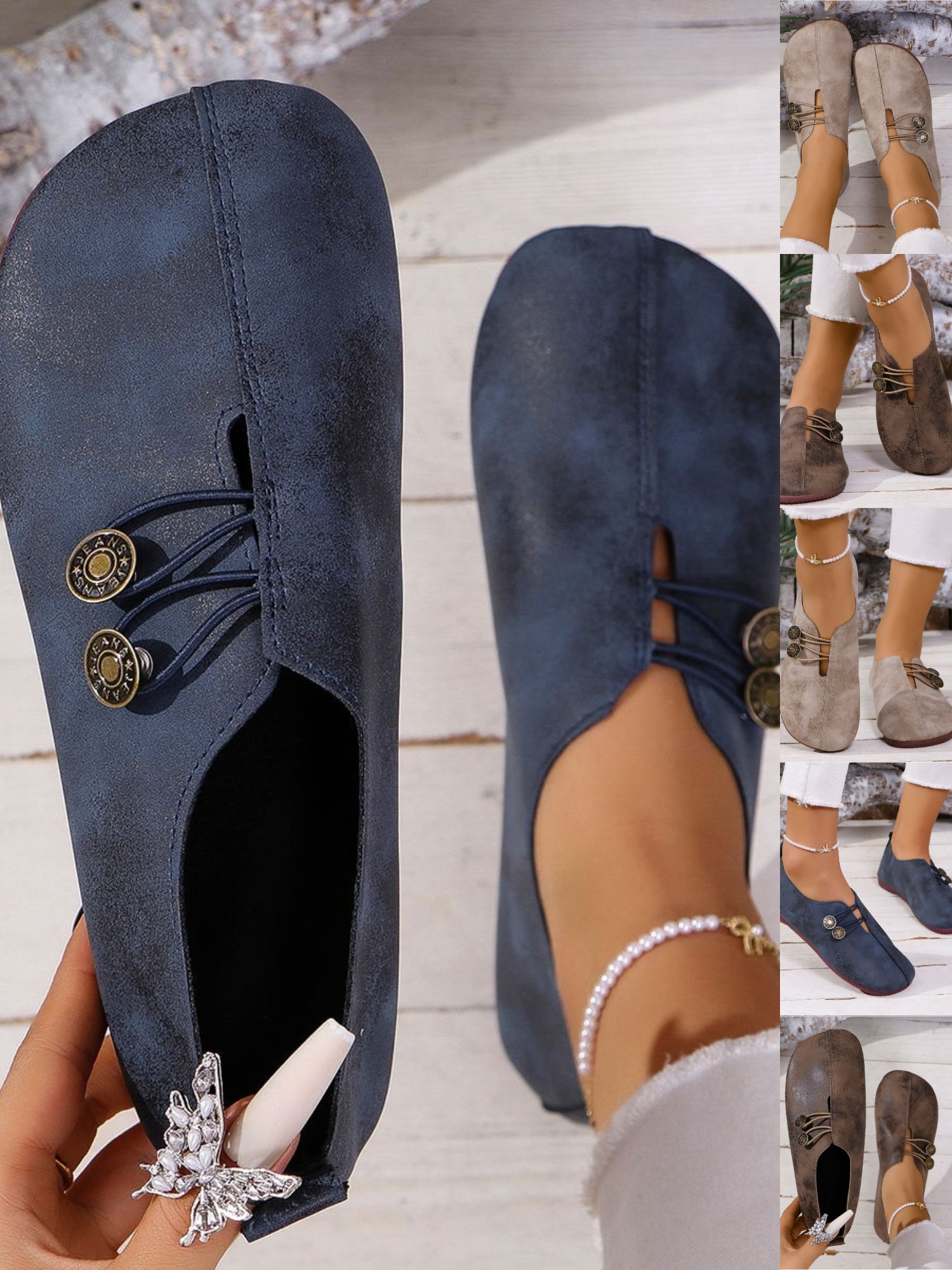 Chaussures à Tige Basse Vacances Plain Toutes Les Saisons Portable Quotidien AFFLIGÉ Bout Rond PU Chaussures à Tige Basse pour Femmes