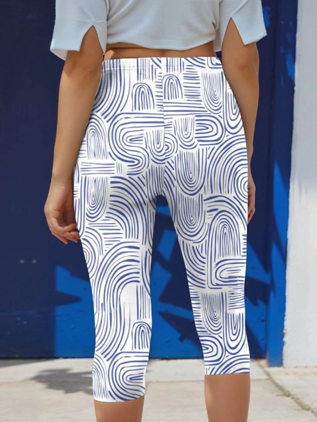 Pantalons De Yoga Géométrique Décontracté Été Quotidien Coupe Régulière Taille Élastique Pantalon coupe slim Droit Régulier pour Femmes